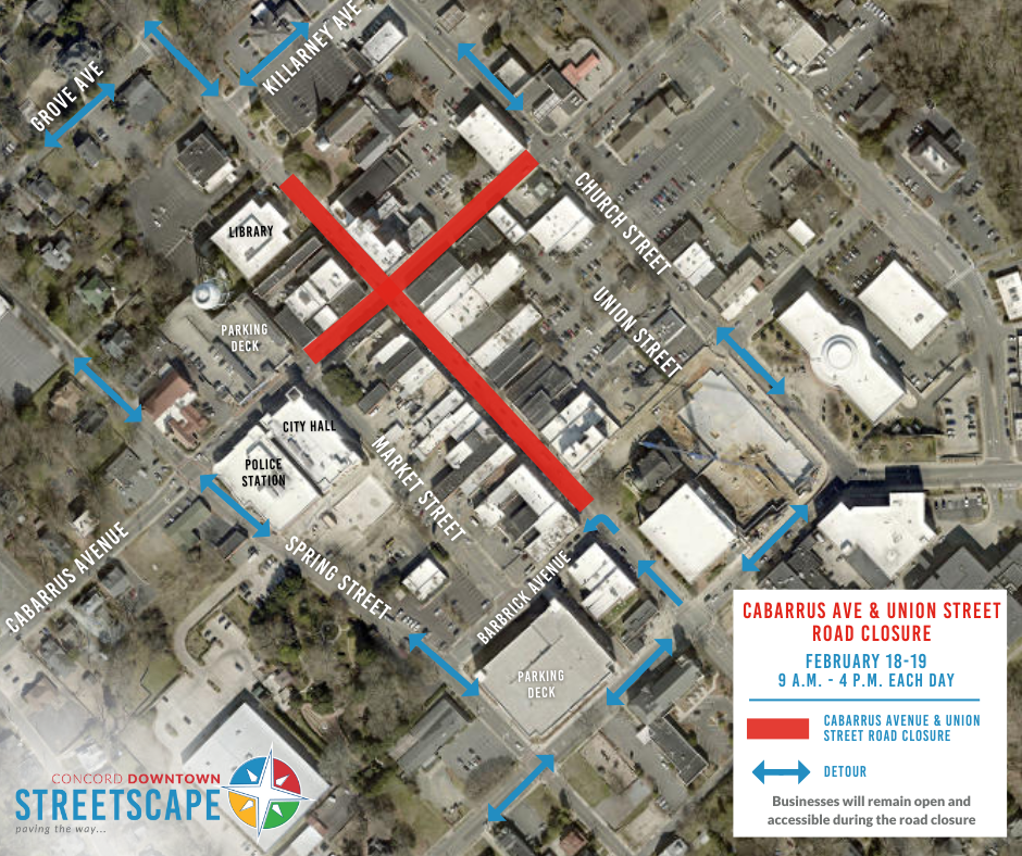Detour Map for the Cabarrus Ave & Union St Intersection Closure Detour Map for the Cabarrus Ave & Union St Intersection Closure